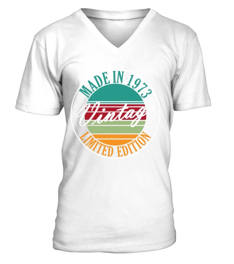 Made in 1973 vintage retro birthday V-Neck T-shirt