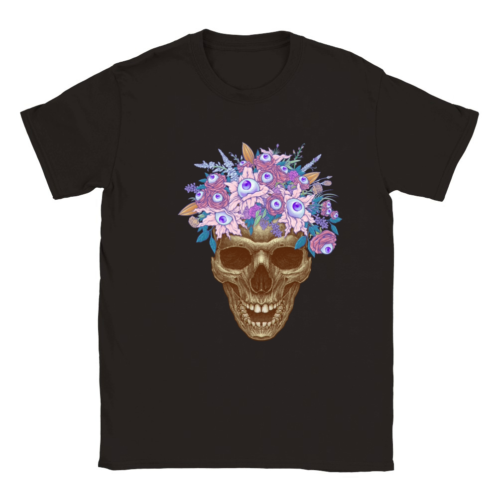 Bones and Botany Memento Mori Skull and creepy eye Classic Kids Crewneck T-shirt