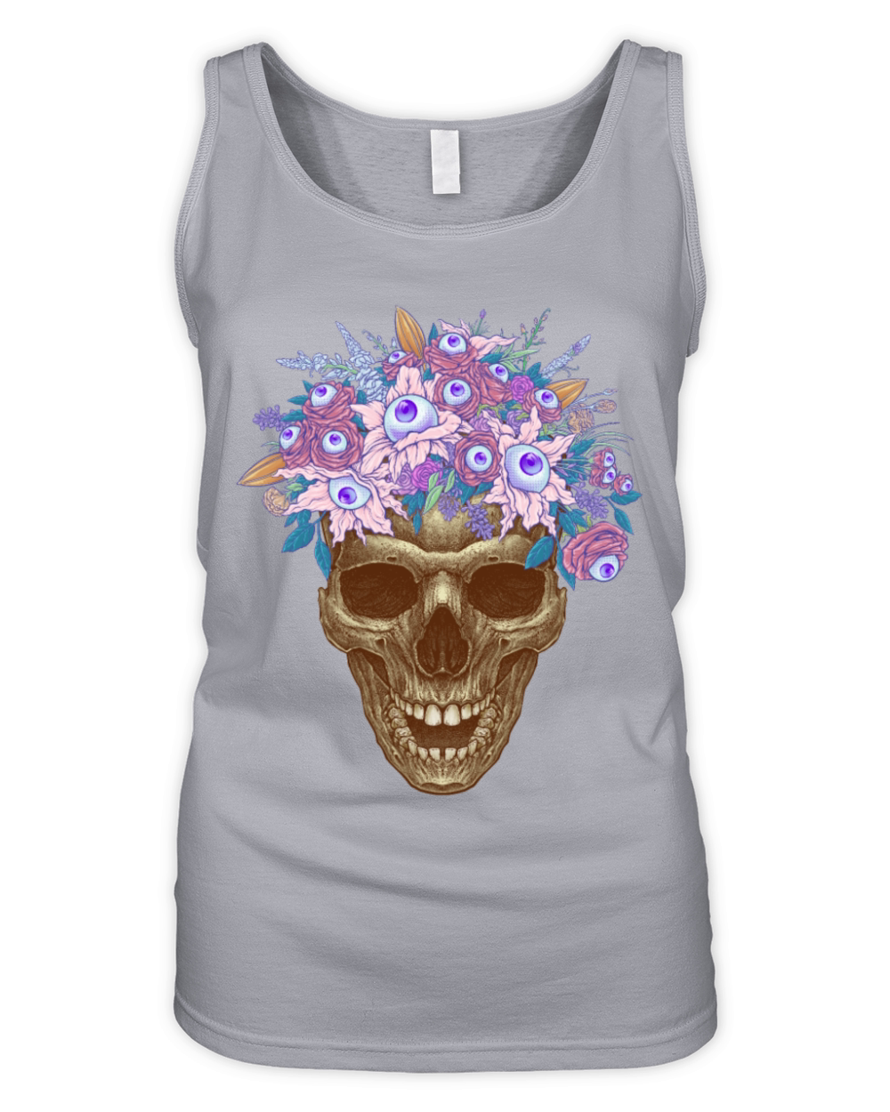 Bones and Botany Memento Mori Skull and creepy eye Organic Women's Tank Top