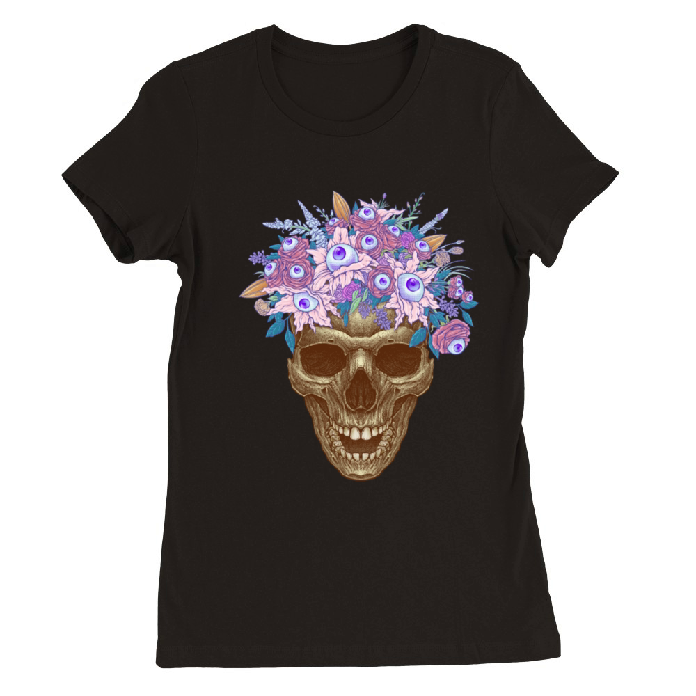 Bones and Botany Memento Mori Skull and creepy eye Premium Womens Crewneck T-shirt