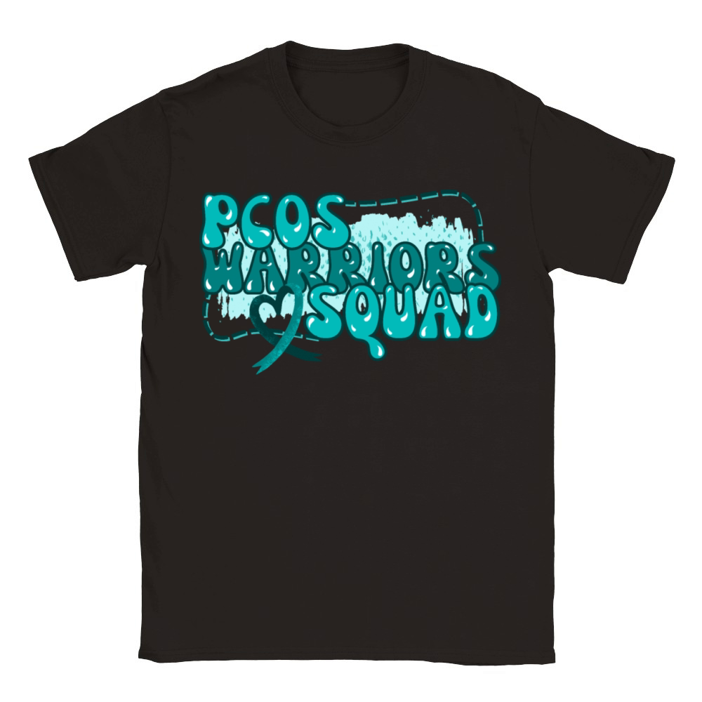 PCOS Warriors Squad Teal Ribbon Awareness Classic Kids Crewneck T-shirt