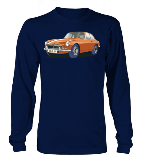Mgb Gt Vintage Car In Bracken Orange Long sleeved Unisex