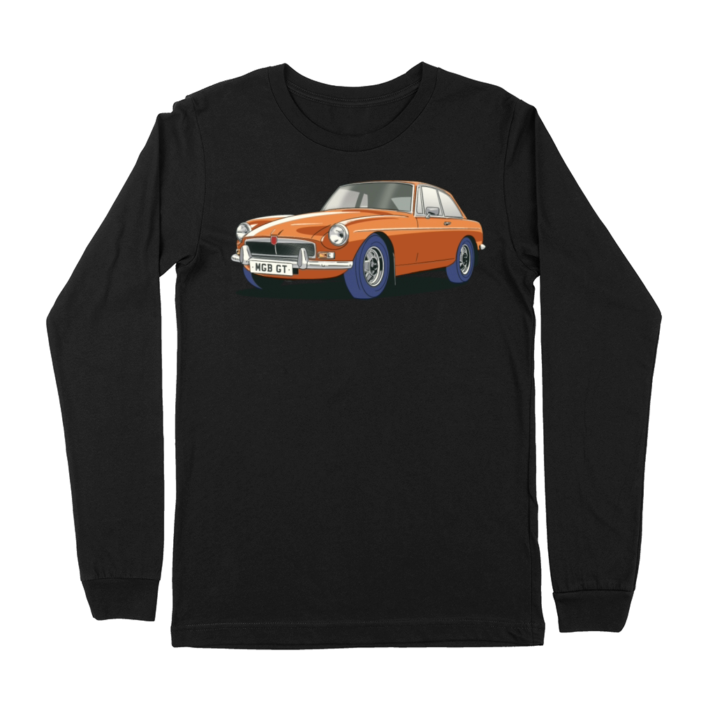 Mgb Gt Vintage Car In Bracken Orange Premium Long Sleeve
