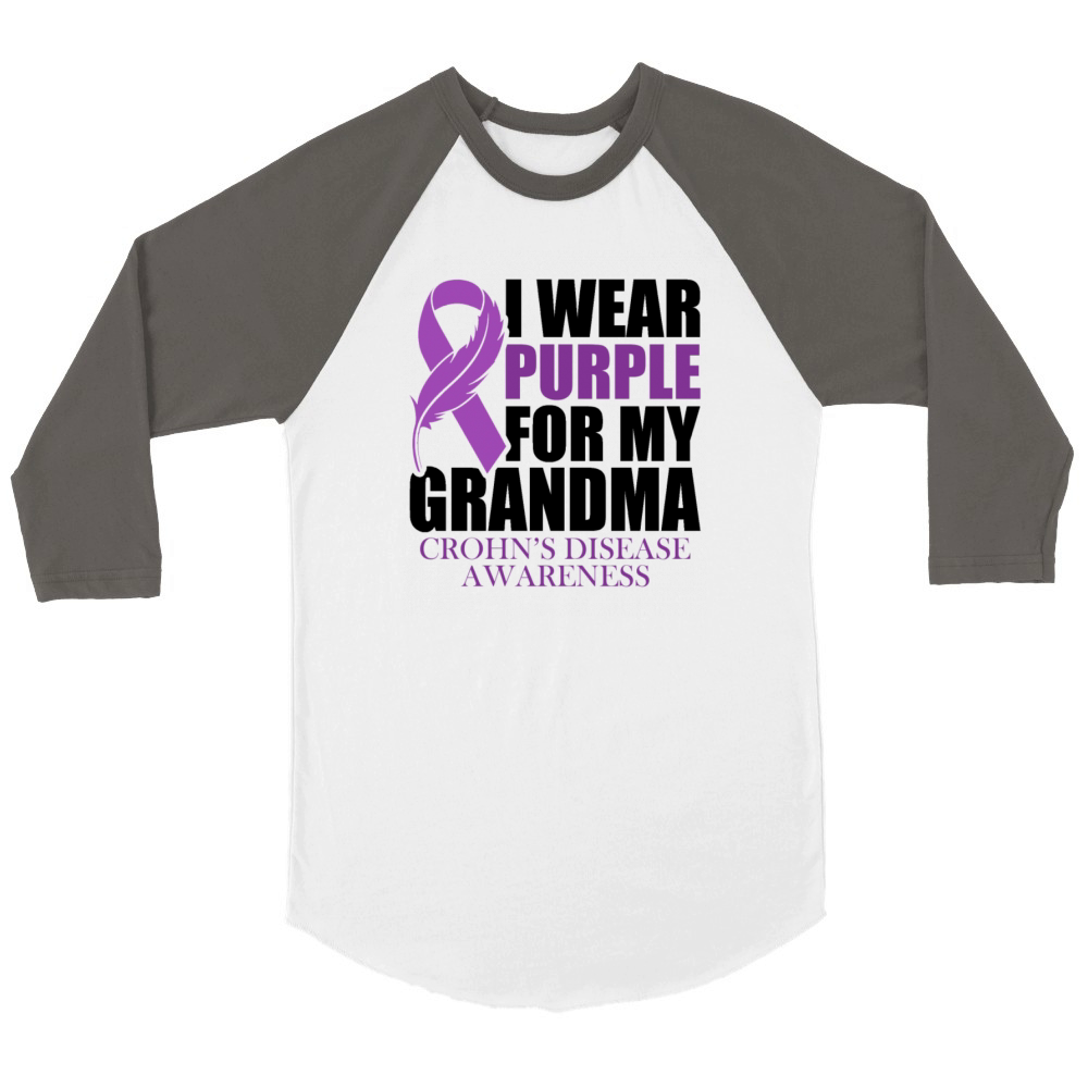 I Wear Purple For My Grandma Crohns Disease Unisex ¾ sleeve Raglan T-shirt