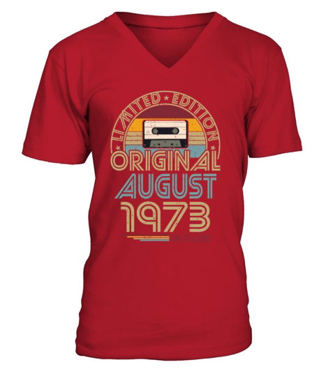 50th birthday august 1973 original 1973 V-Neck T-shirt