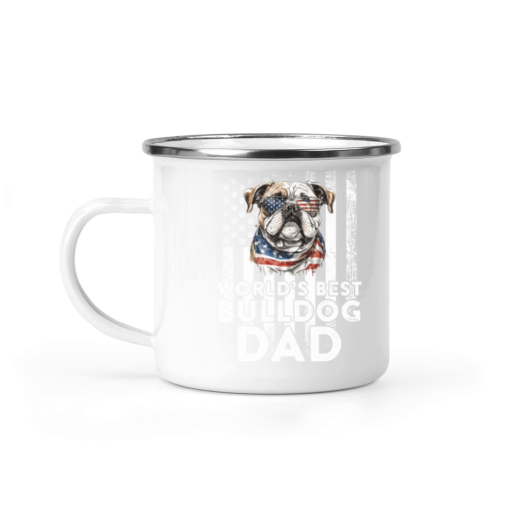 Vintage Usa Flag World s Best English Bulldog Dad Camping Mug