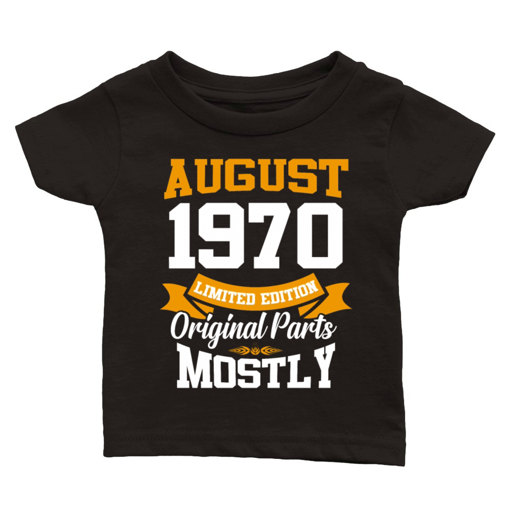 August 1970 Vintage Birthday Present Classic Baby Crewneck T-shirt
