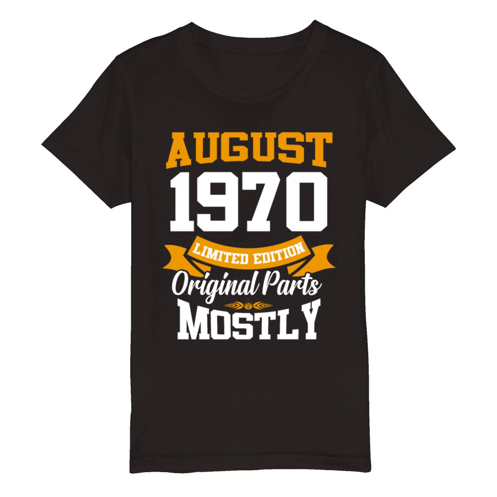 August 1970 Vintage Birthday Present Organic Kids Crewneck T-shirt