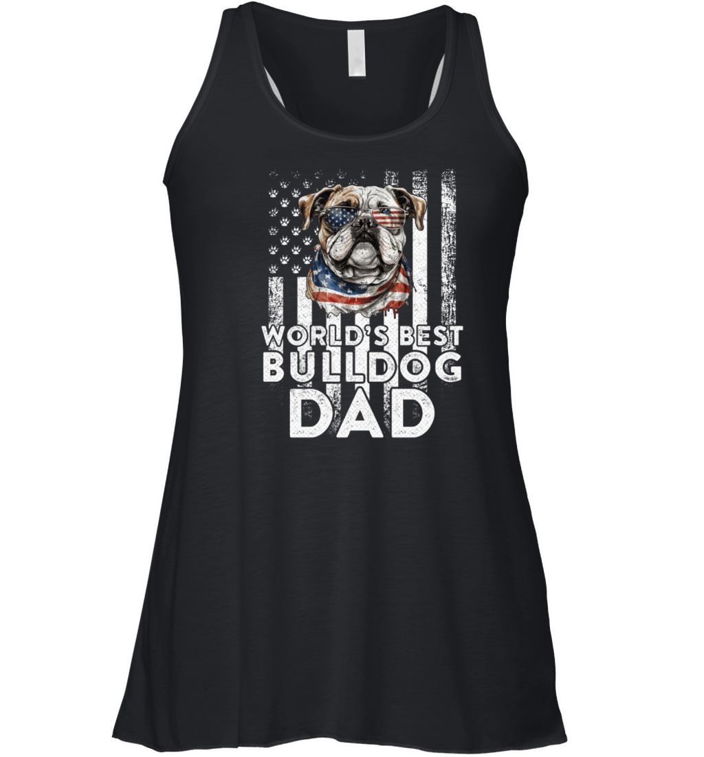 Vintage Usa Flag World s Best English Bulldog Dad Women's Flowy Tank Top