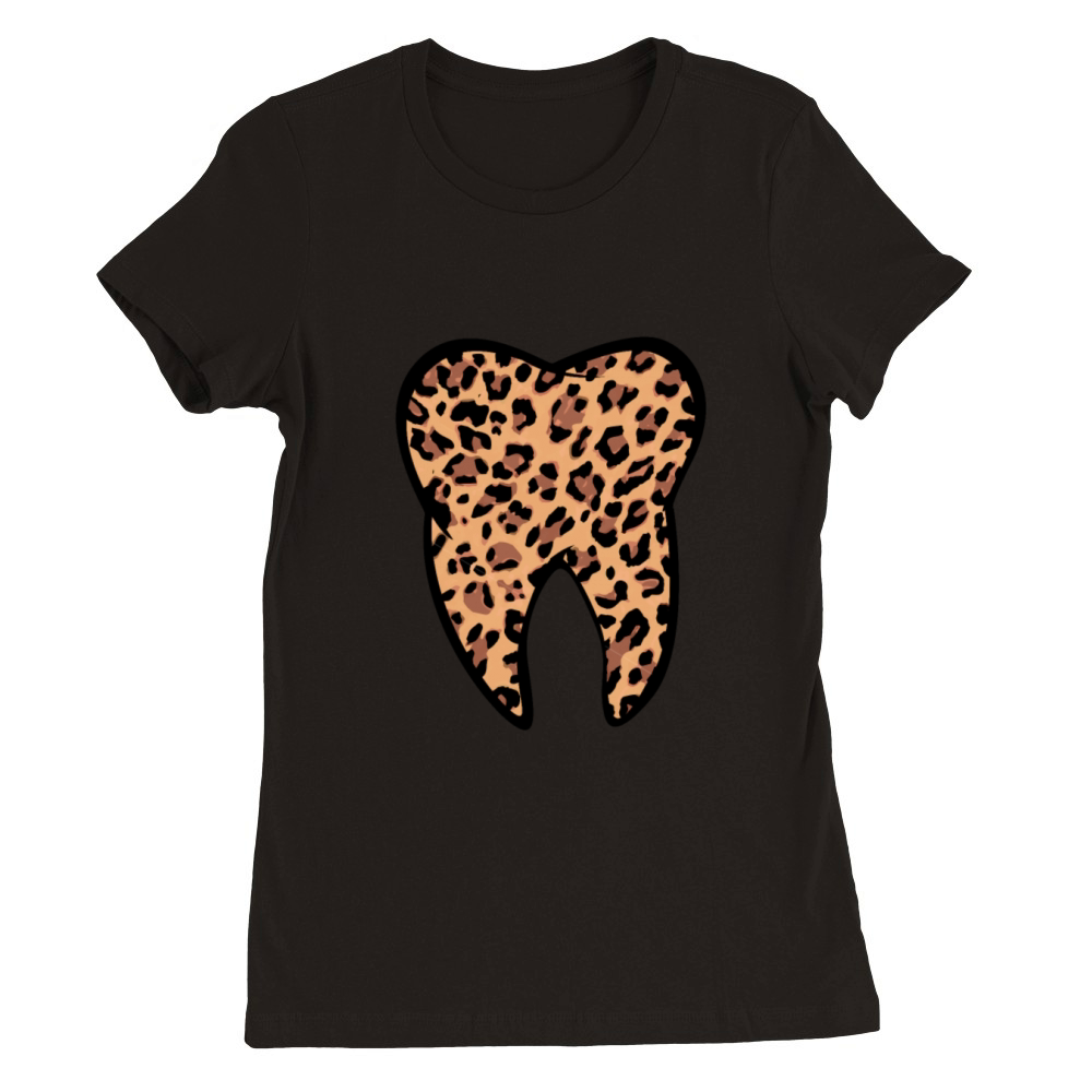 Leopard Tooth Teeth Dentist Premium Womens Crewneck T-shirt