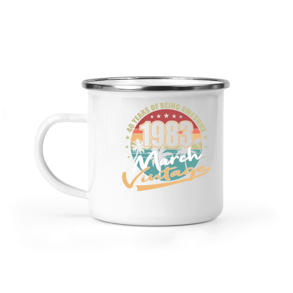 40th birthday march 1983 vintage 1983 Camping Mug