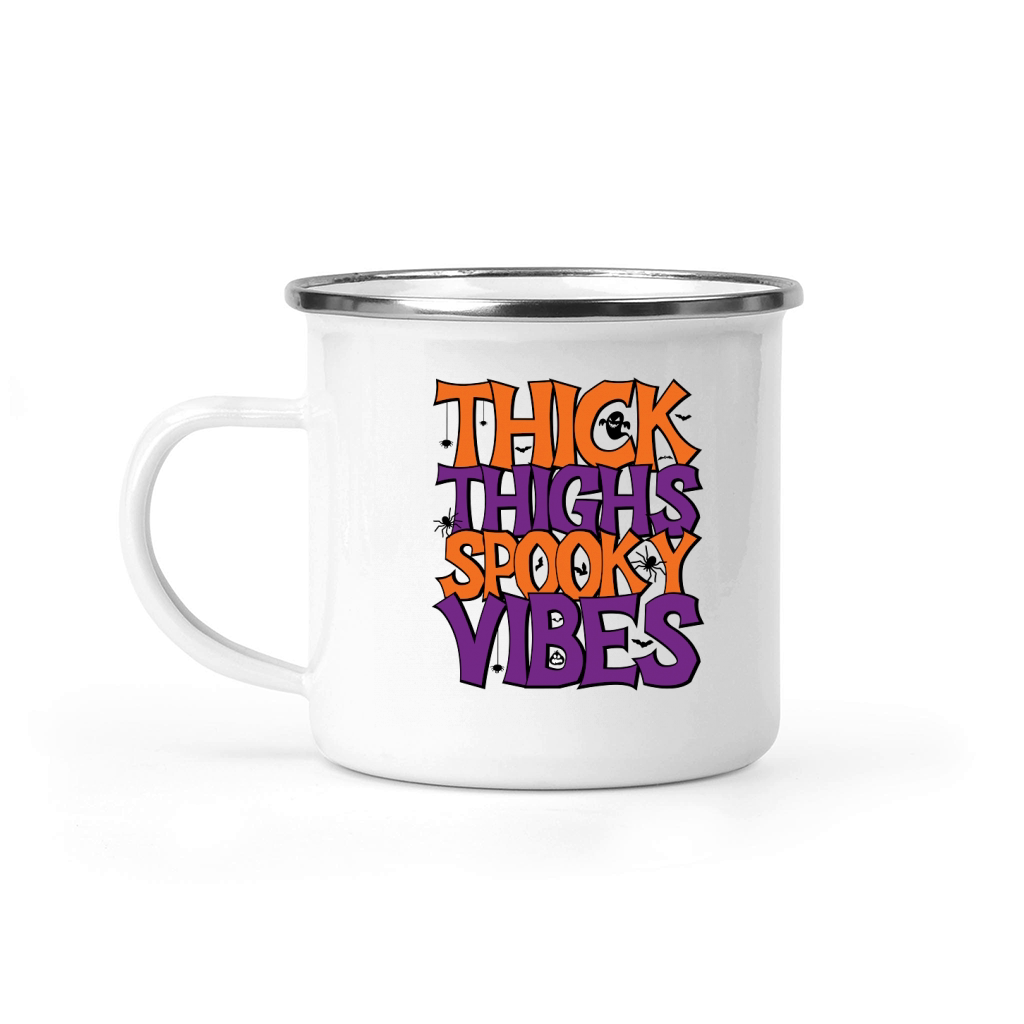 Halloween Sublimation Thick Thighs Spooky Vibes Camping Mug