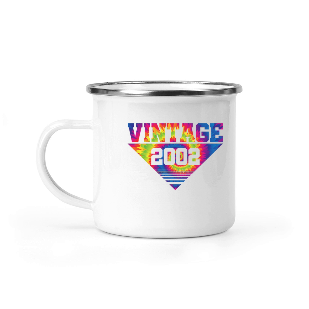 Vintage 2002 Tie Dye Splash Color Triangle Camping Mug