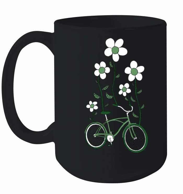 bike flowers shirt Ceramic Mug