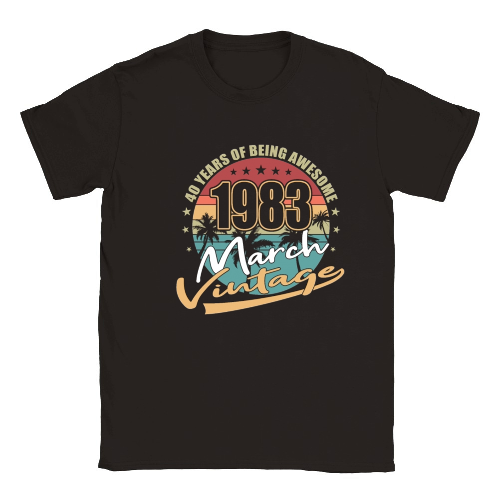 40th birthday march 1983 vintage 1983 Classic Kids Crewneck T-shirt