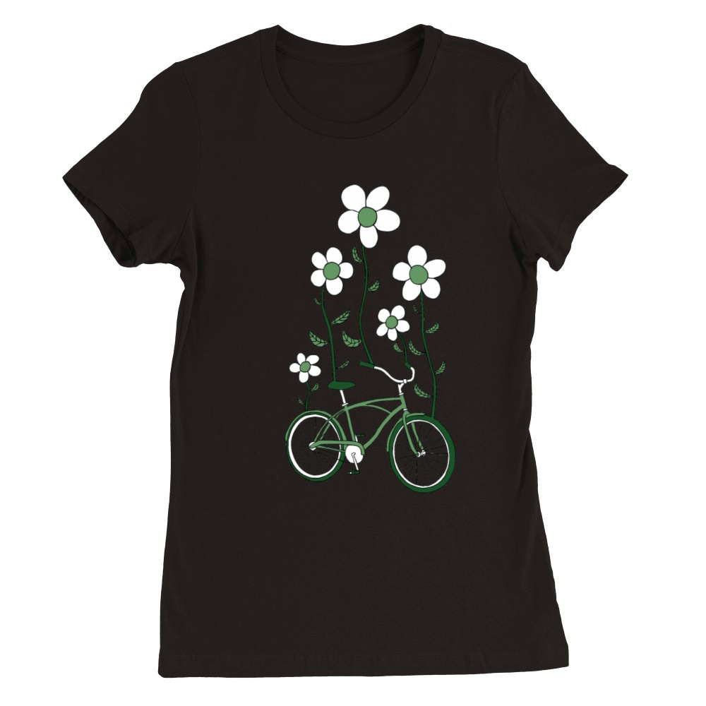 bike flowers shirt Premium Womens Crewneck T-shirt