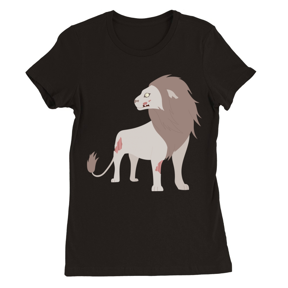 Zombie Lion Cartoon Funny Halloween Zombie Premium Womens Crewneck T-shirt