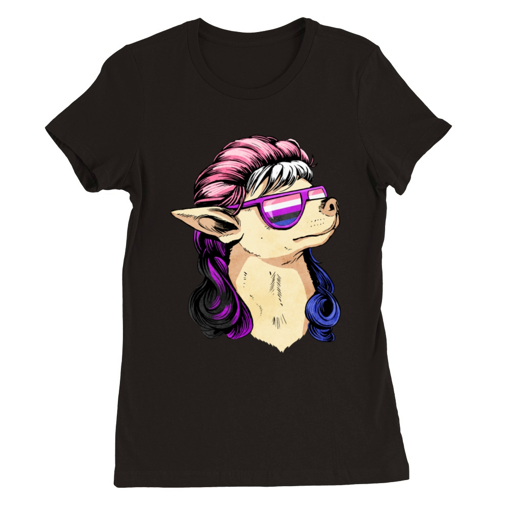 Gender Fluid Pride Flag Mullet Chihuahua Dog Premium Womens Crewneck T-shirt