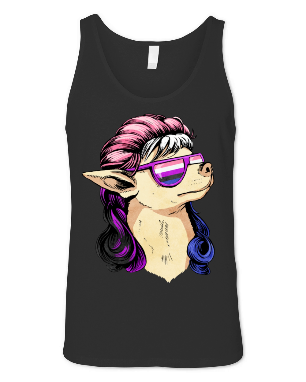 Gender Fluid Pride Flag Mullet Chihuahua Dog Unisex Jersey Tank