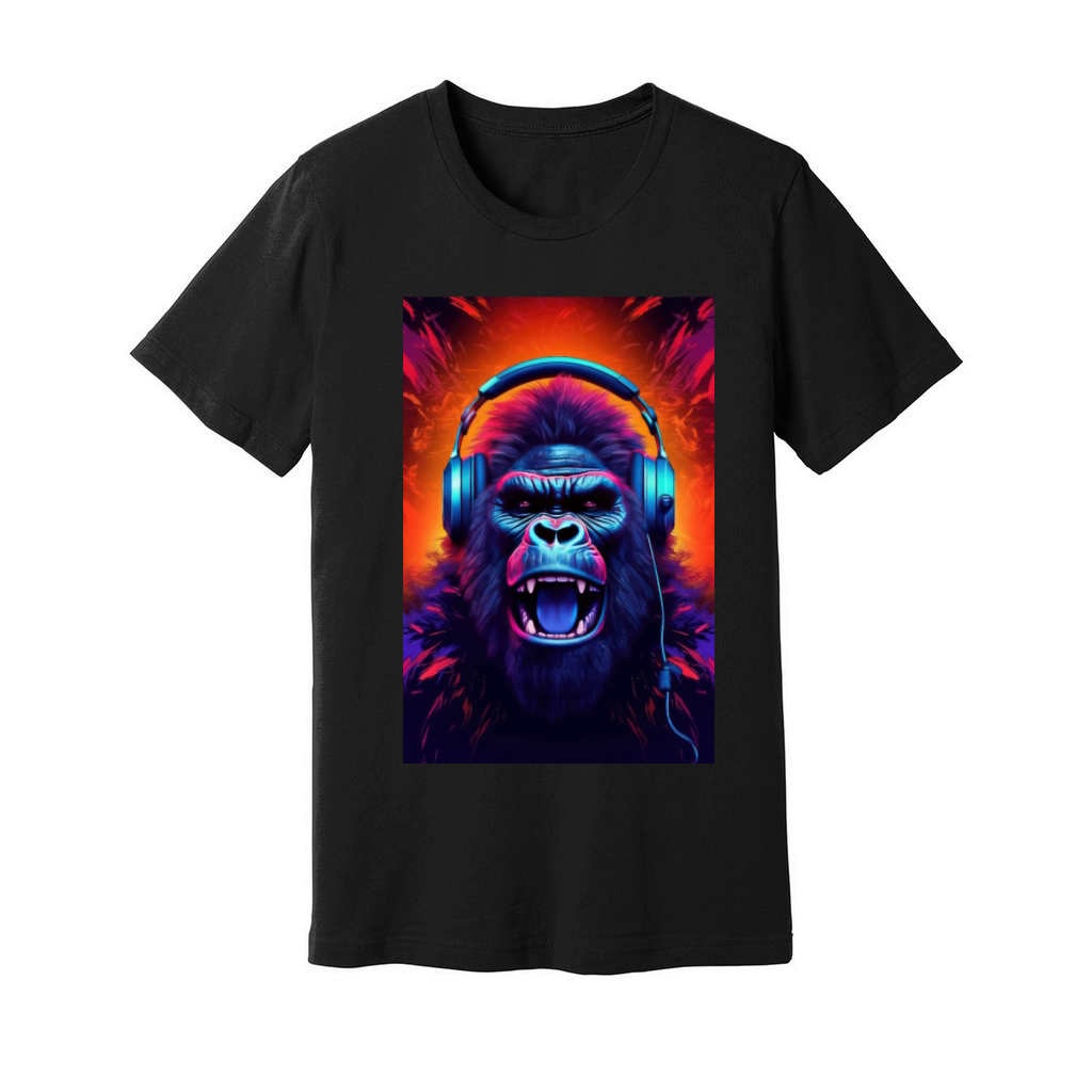Gorilla Headphones music art Unisex Jersey Tee