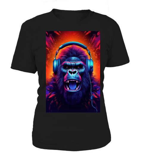 Gorilla Headphones music art Women's T-Shirt