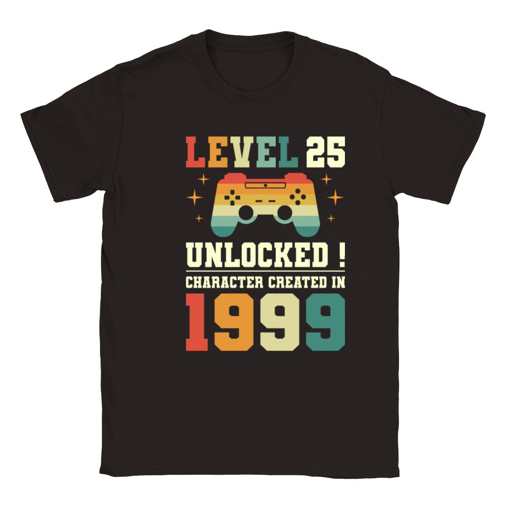 Geek Level 25 Unlocked 1999 25th Birthday Gamer Classic Kids Crewneck T-shirt
