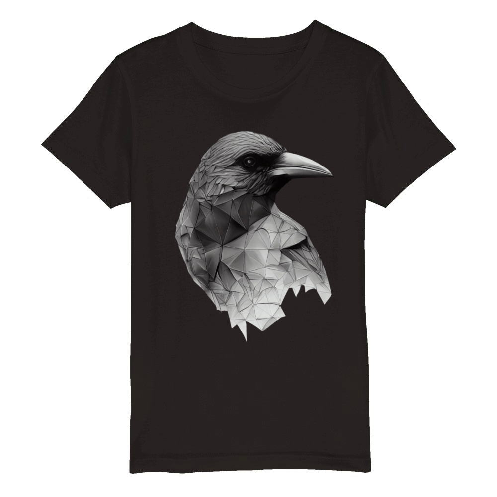 Polygonal Crow Organic Kids Crewneck T-shirt