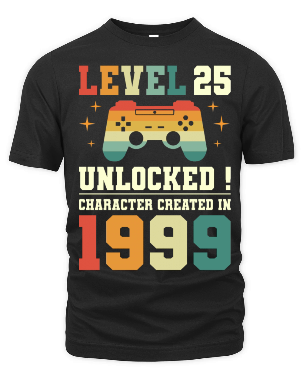 Geek Level 25 Unlocked 1999 25th Birthday Gamer Organic Unisex T-shirt
