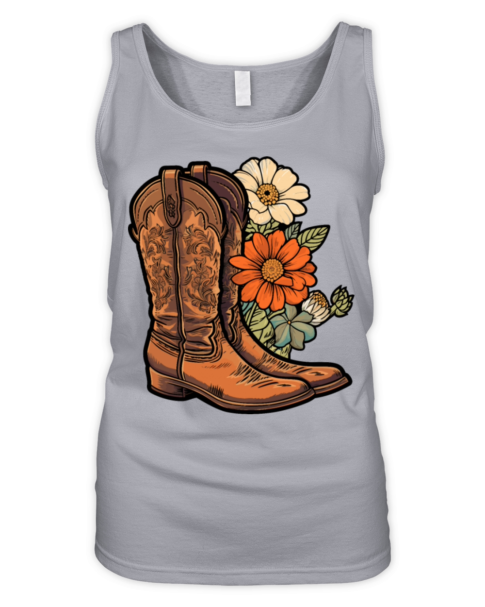 Cowboy Flower Boots Vintage Floral Cowboy Organic Women's Tank Top
