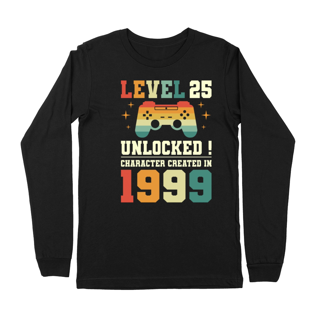 Geek Level 25 Unlocked 1999 25th Birthday Gamer Premium Long Sleeve