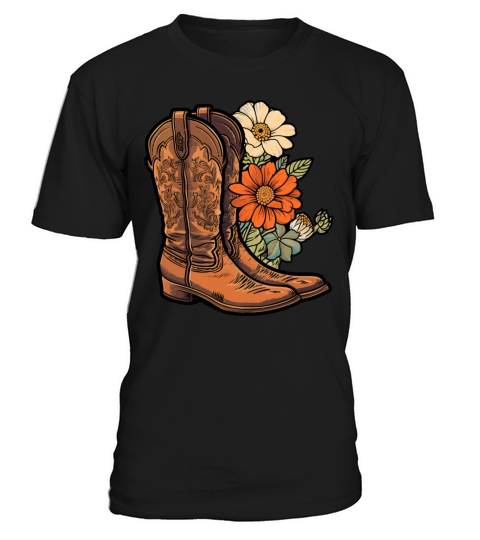 Cowboy Flower Boots Vintage Floral Cowboy T-Shirt Unisex