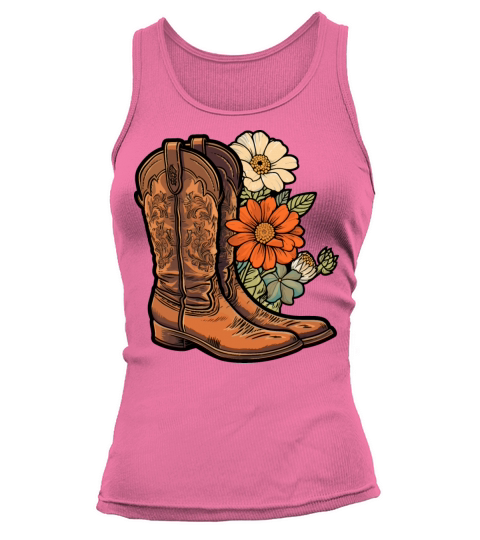 Cowboy Flower Boots Vintage Floral Cowboy Tank top Woman