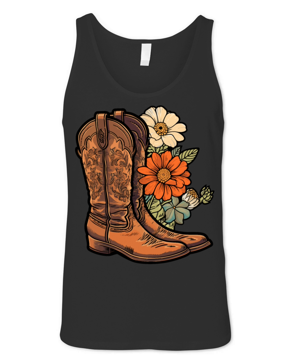 Cowboy Flower Boots Vintage Floral Cowboy Unisex Jersey Tank