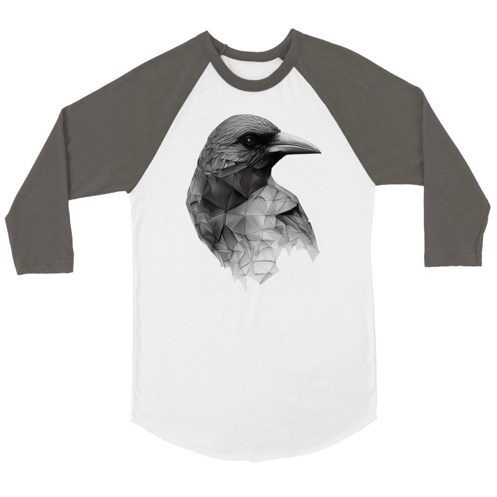 Polygonal Crow Unisex ¾ sleeve Raglan T-shirt