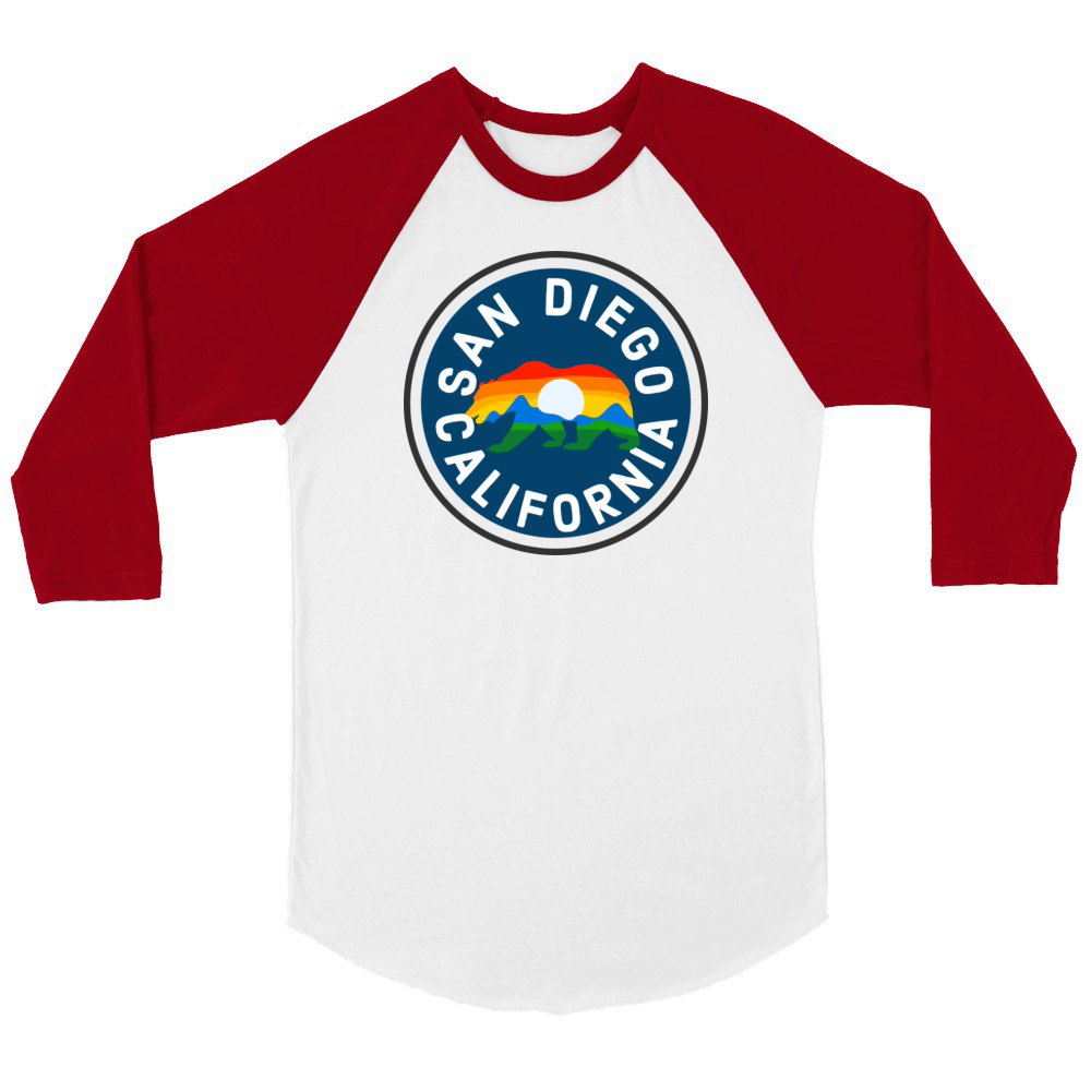 San Diego California Unisex ¾ sleeve Raglan T-shirt