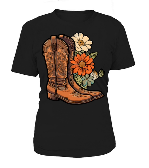 Cowboy Flower Boots Vintage Floral Cowboy Women's T-Shirt