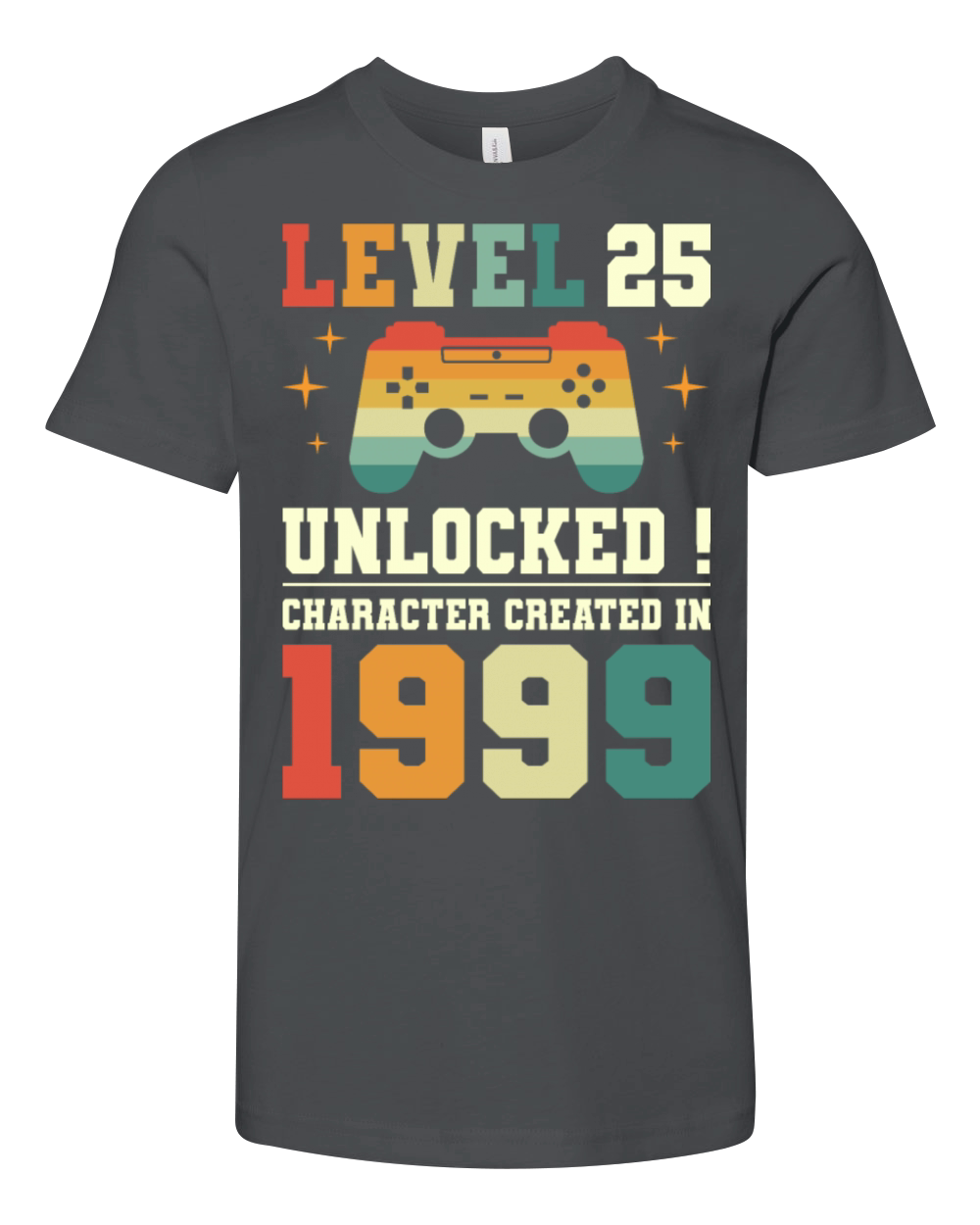 Geek Level 25 Unlocked 1999 25th Birthday Gamer Youth Unisex Jersey Tee