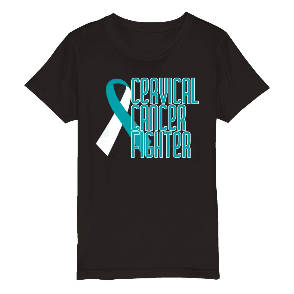 Cervical Cancer Fighter Organic Kids Crewneck T-shirt