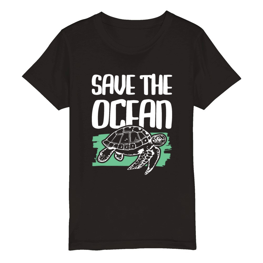 save the ocean turtle Organic Kids Crewneck T-shirt