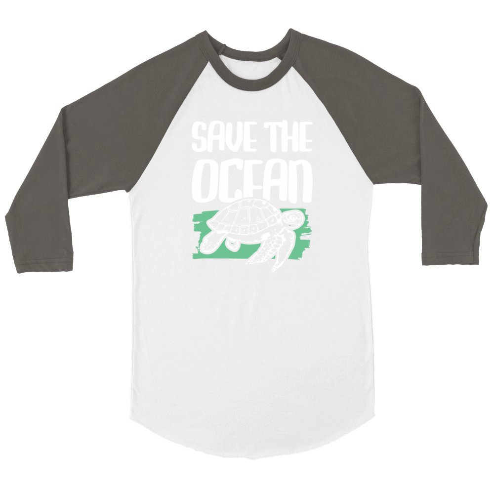 save the ocean turtle Unisex ¾ sleeve Raglan T-shirt