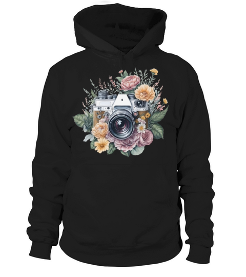 Retro Vintage Camera Flowers Hoodie Unisex