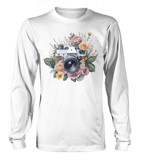 Retro Vintage Camera Flowers Long sleeved Unisex