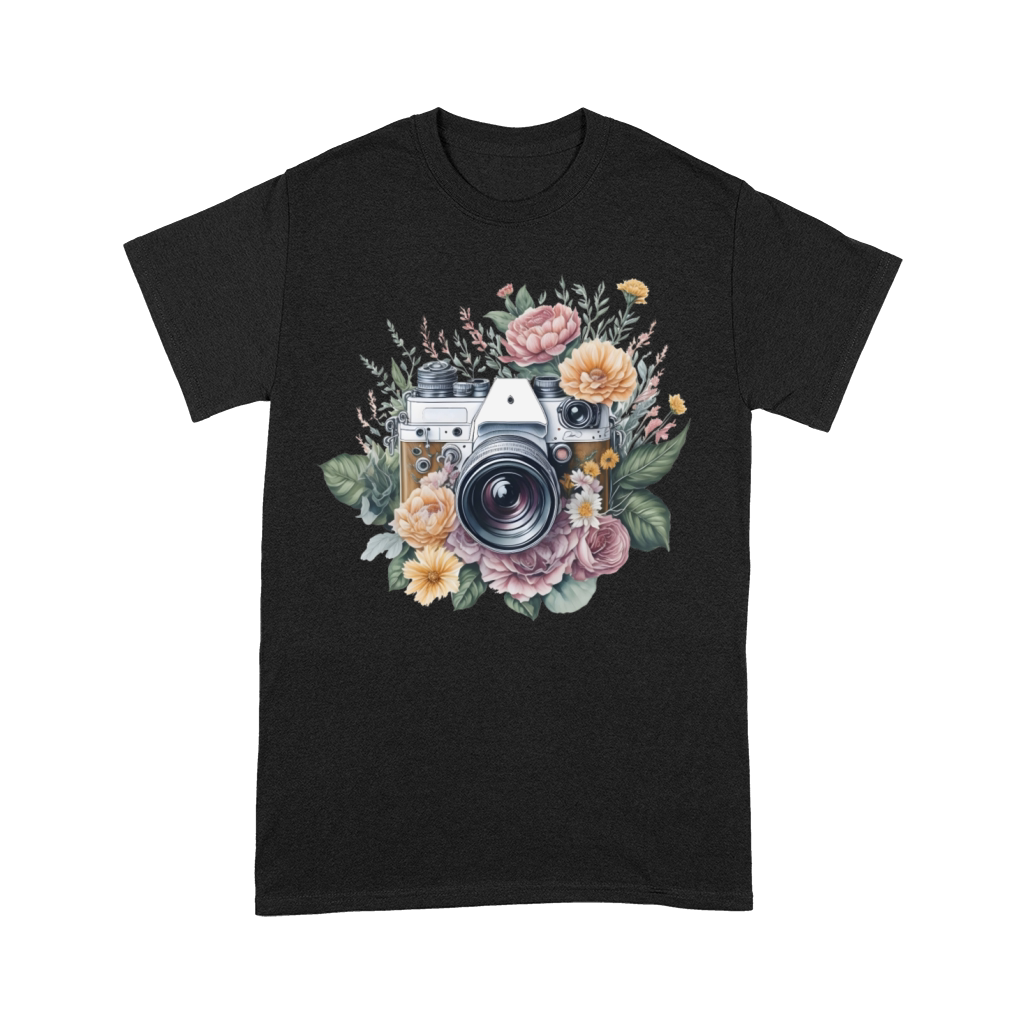 Retro Vintage Camera Flowers Premium T-shirt
