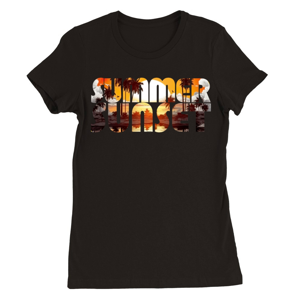 SUMMER SUNSET Premium Womens Crewneck T-shirt