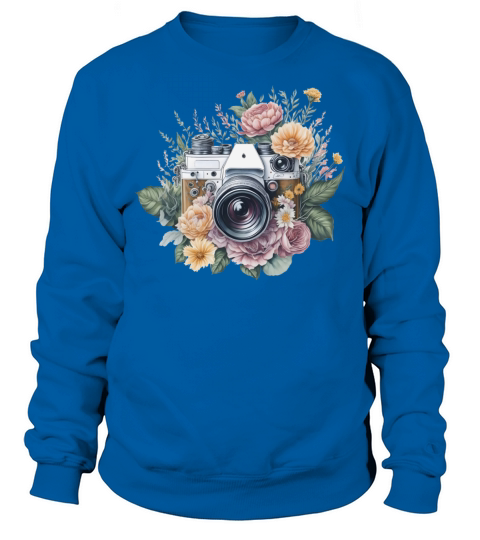Retro Vintage Camera Flowers Sweatshirt Unisex