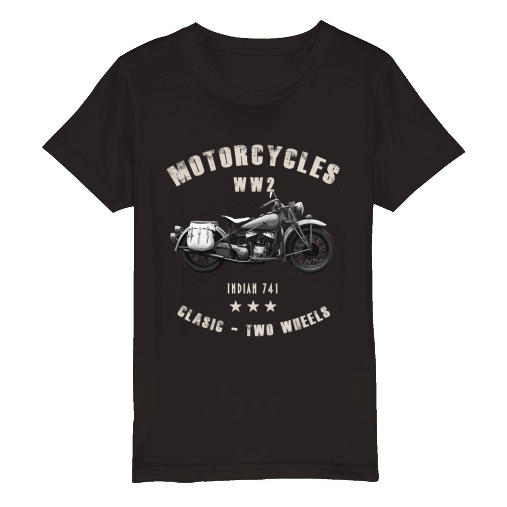 Indian 741 Motorcycle Ww2 Organic Kids Crewneck T-shirt
