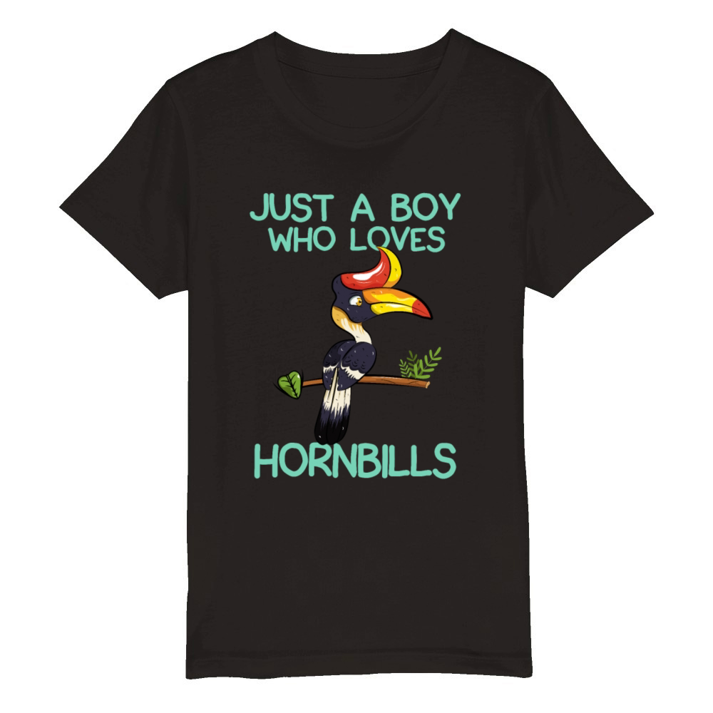Just A Boy Who Loves Hornbills Organic Kids Crewneck T-shirt
