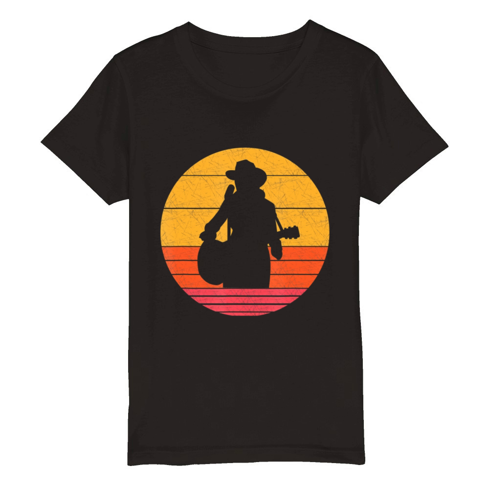 Retro Country Musicinger Vintagetyle Western Organic Kids Crewneck T-shirt