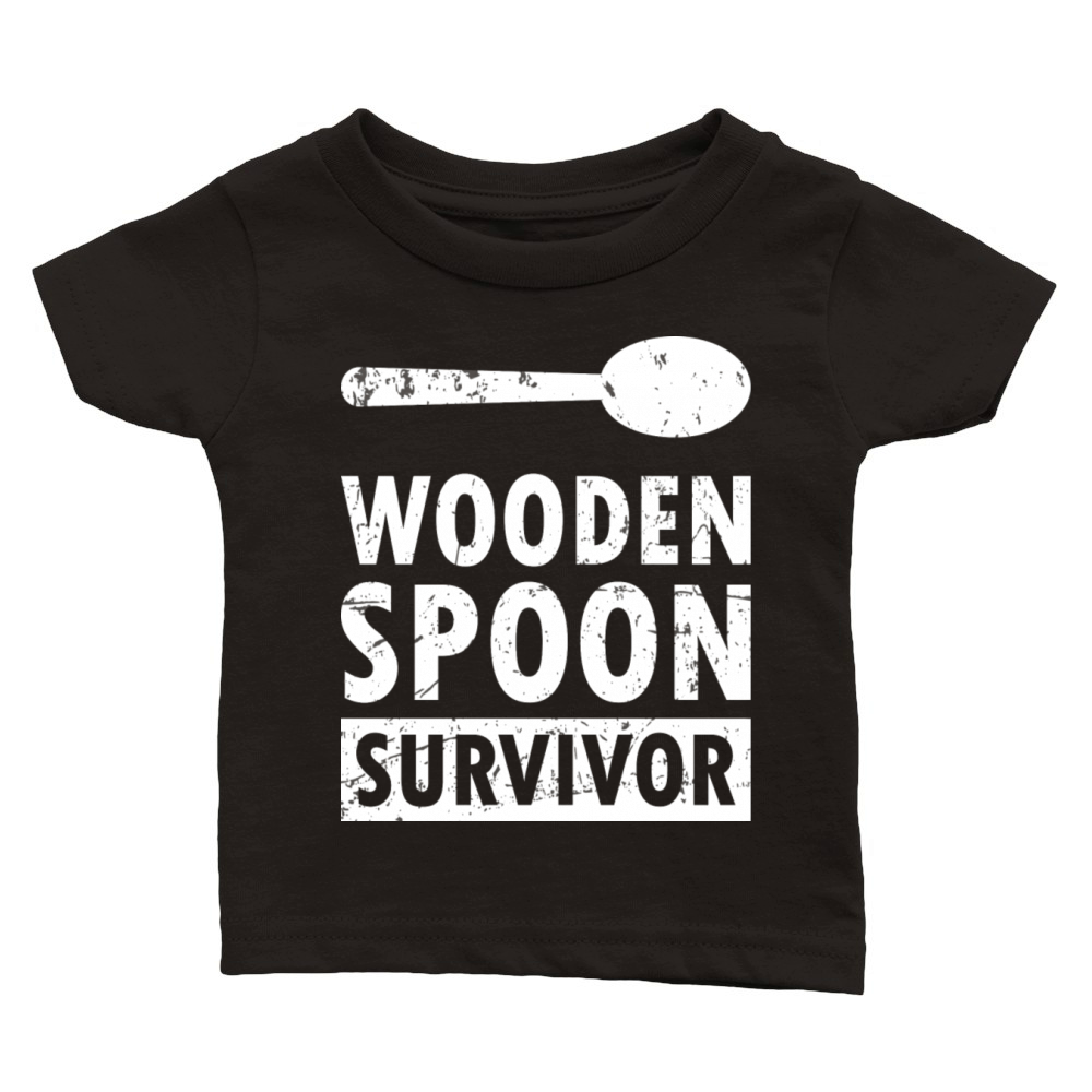 Wooden Spoon Survivor Funny Sayings Cool Classic Baby Crewneck T-shirt