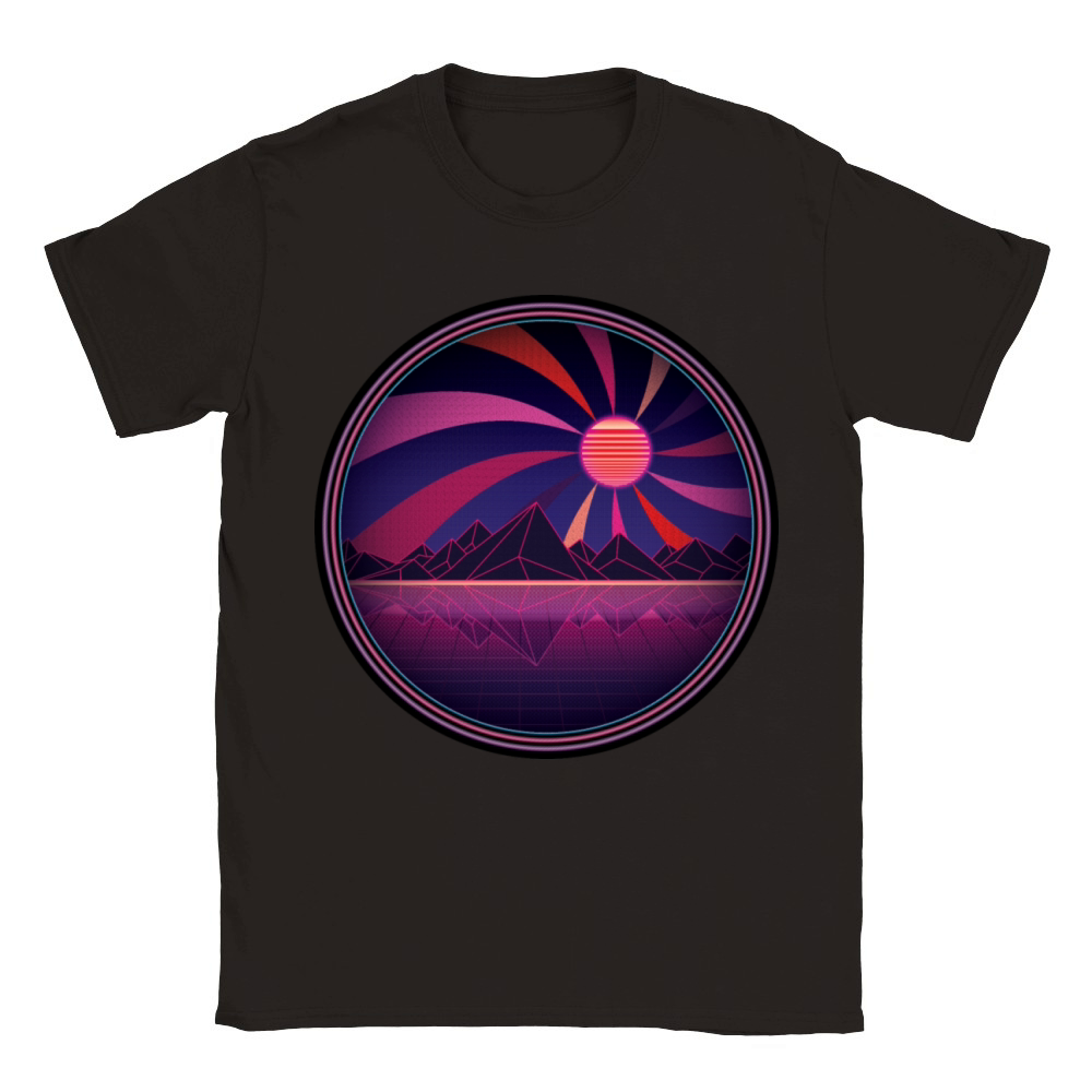 80s Retrowave - Abstract Landscape Classic Kids Crewneck T-shirt